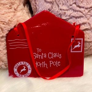 Red & white letter to Santa Christmas ornament.